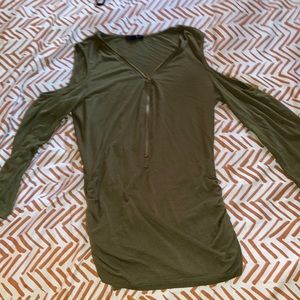 grey sip up blouse size m